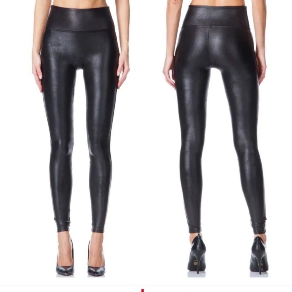 Spanx Black Faux Leather Leggings Size M NWOT